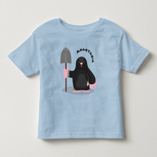 Cute happy mole cartoon illustration toddler t-shirt (Front)