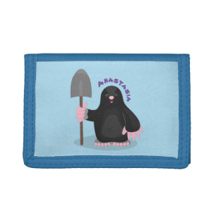 Cute happy mole cartoon illustration trifold wallet