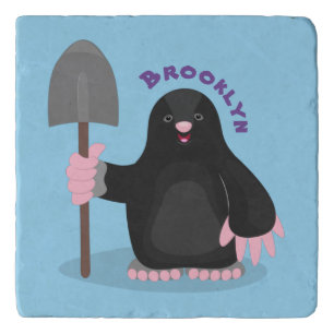 Cute happy mole cartoon illustration trivet