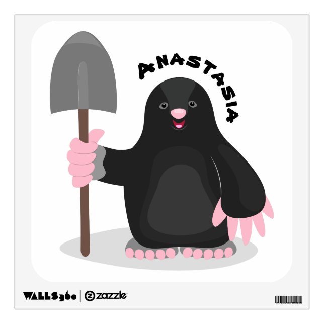 Cute happy mole cartoon illustration wall decal (Front)