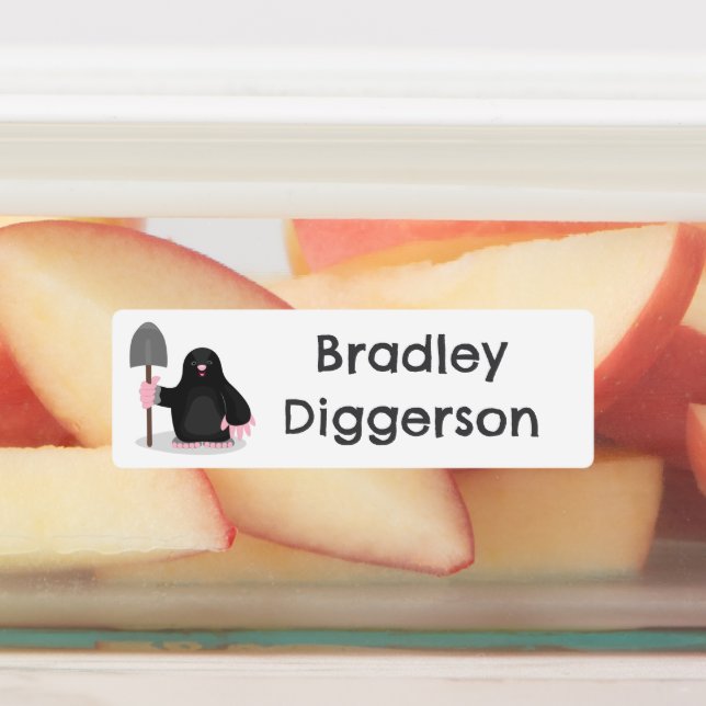 Cute happy mole cartoon personalized labels (Affixed)