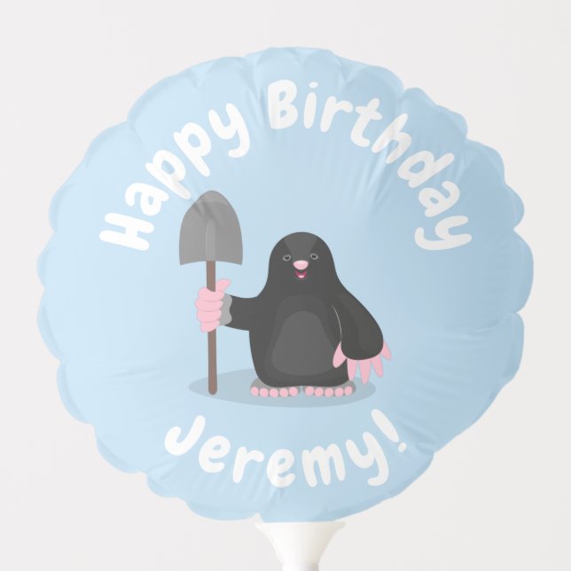 Cute happy mole personalized cartoon birthday balloon (Front)