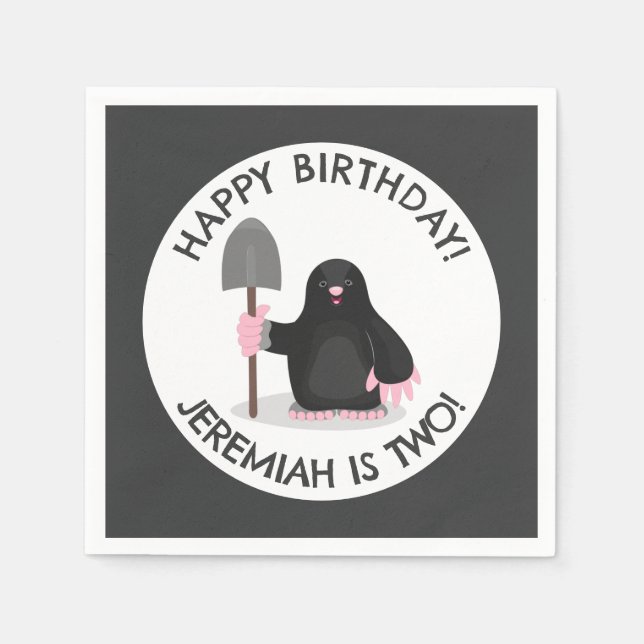 Cute happy mole personalized cartoon birthday napkins (Front)