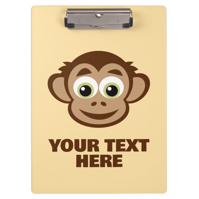 Cute happy monkey cartoon personalized kid's clipboard (Front)