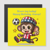 Cute Happy Monkey Soccer Player Magnetic Card (Front/Back)