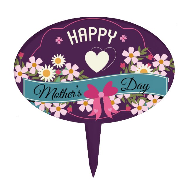Cute Happy Mother's Day Cake Topper (Front)