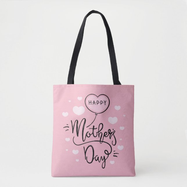 Cute Happy Mother's Day Calligraphy | Tote Bag (Front)