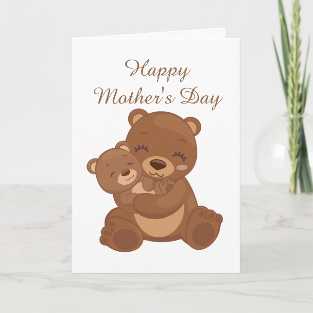Cute Happy Mother's Day Holiday bears Card (Front)