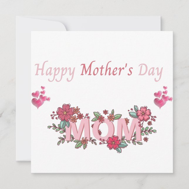 Cute Happy Mother's Day Mom Thank You Card (Front)