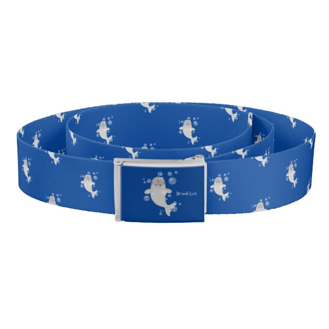 Cute happy narwhal bubbles cartoon illustration belt (Coil)