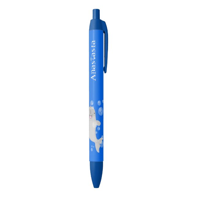 Cute happy narwhal bubbles cartoon illustration pen (Bottom (Vertical))