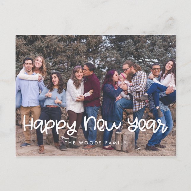 Cute Happy New Year Holiday photo Postcard (Front)