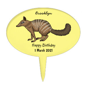 Cute happy numbat cartoon illustration cake topper
