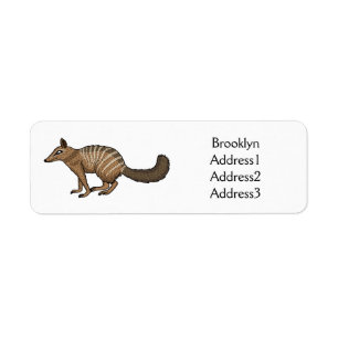 Cute happy numbat cartoon illustration label