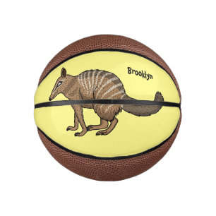 Cute happy numbat cartoon illustration mini basketball