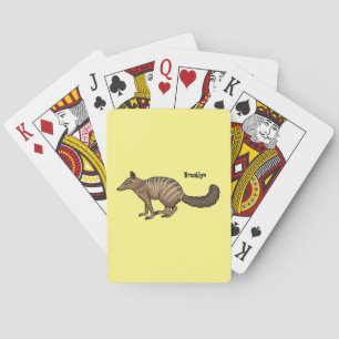 Cute happy numbat cartoon illustration poker cards
