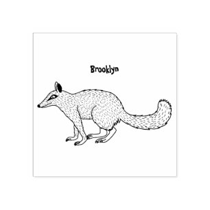 Cute happy numbat cartoon illustration rubber stamp