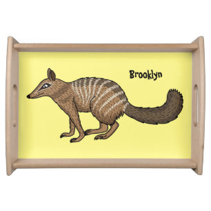 Cute happy numbat cartoon illustration serving tray