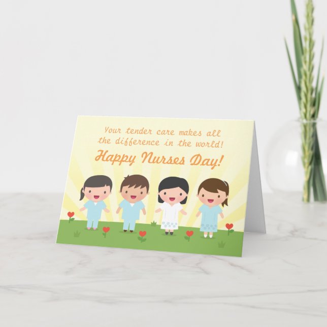 Cute Happy Nurses Day Greeting Card (Front)