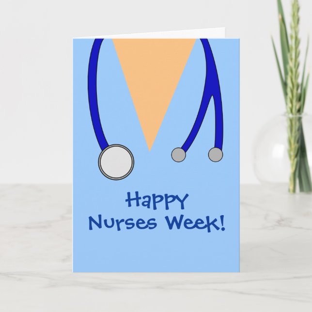 Cute Happy Nurses Week Scrubs and Stethoscope Card (Front)
