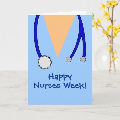 Cute Happy Nurses Week Scrubs and Stethoscope Card | Zazzle