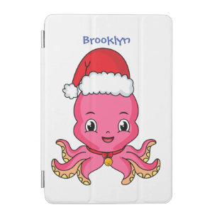 Cute happy octopus wearing Christmas hat cartoon iPad Mini Cover
