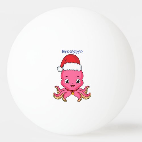 Cute happy octopus wearing Christmas hat cartoon Ping Pong Ball