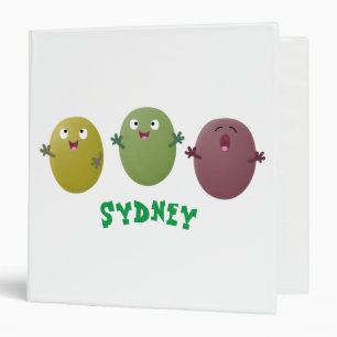 Cute happy olives singing cartoon 3 ring binder