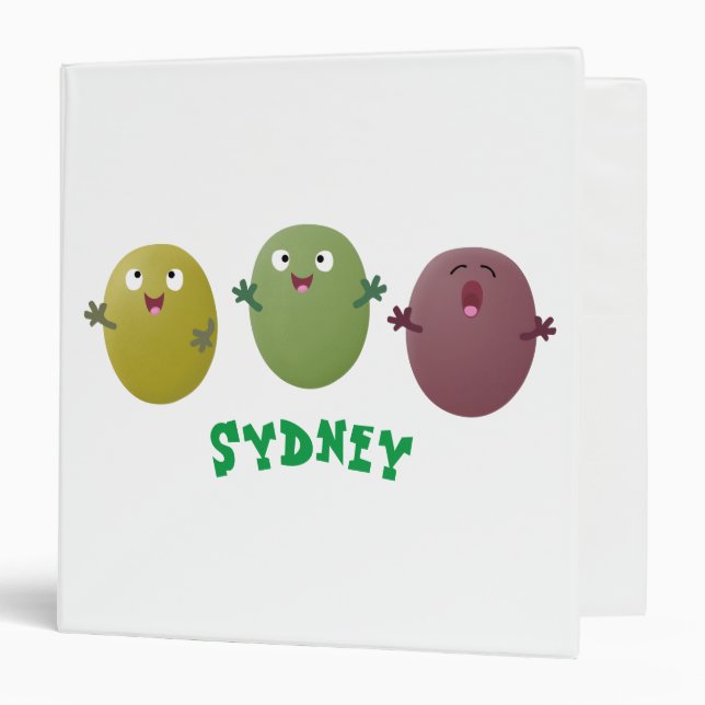Cute happy olives singing cartoon 3 ring binder (Front/Inside)