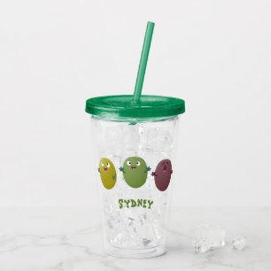 Cute happy olives singing cartoon acrylic tumbler
