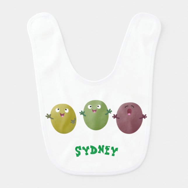 Cute happy olives singing cartoon baby bib (Front)