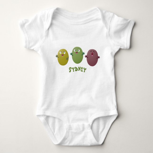 Cute happy olives singing cartoon baby bodysuit (Front)