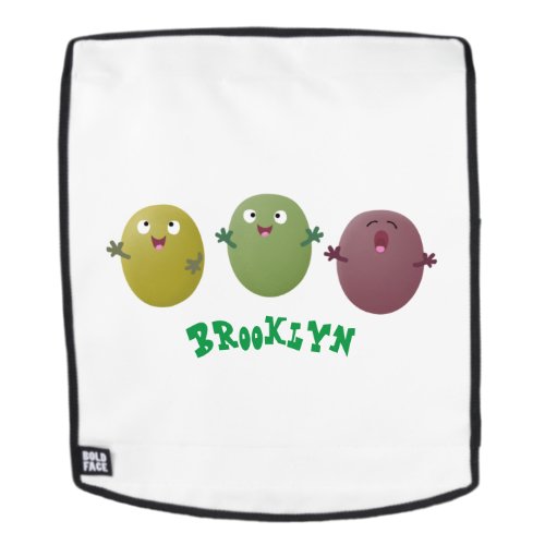 Cute happy olives singing cartoon backpack