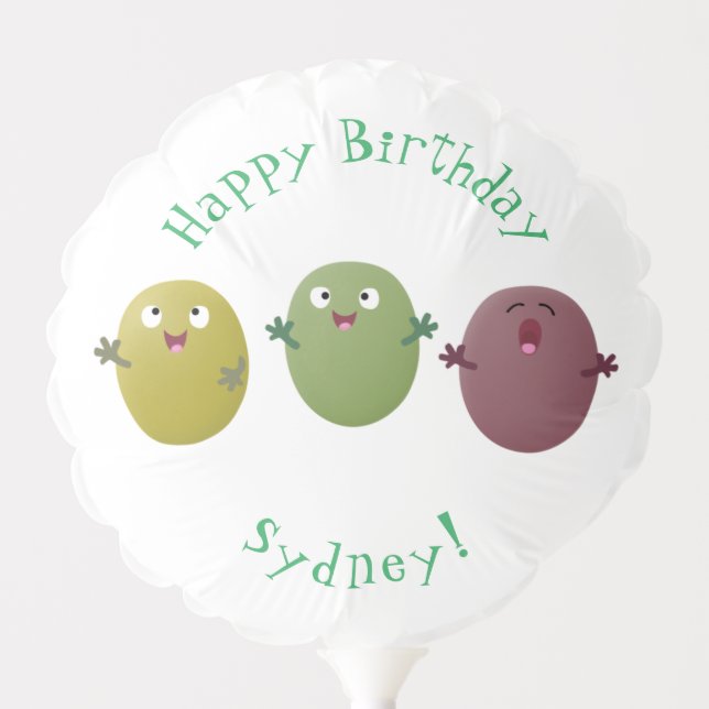 Cute happy olives singing cartoon balloon (Front)
