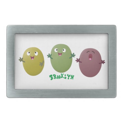 Cute happy olives singing cartoon belt buckle