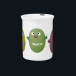 Cute happy olives singing cartoon beverage pitcher<br><div class="desc">These happy olives are singing in a fun trio. Drawn in cute cartoon illustration style.</div>