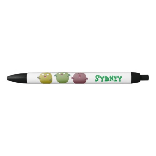 Cute happy olives singing cartoon black ink pen