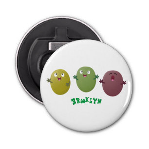 Cute happy olives singing cartoon bottle opener
