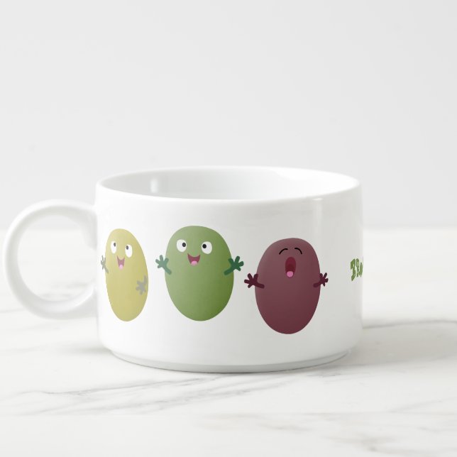 Cute happy olives singing cartoon bowl (Right)