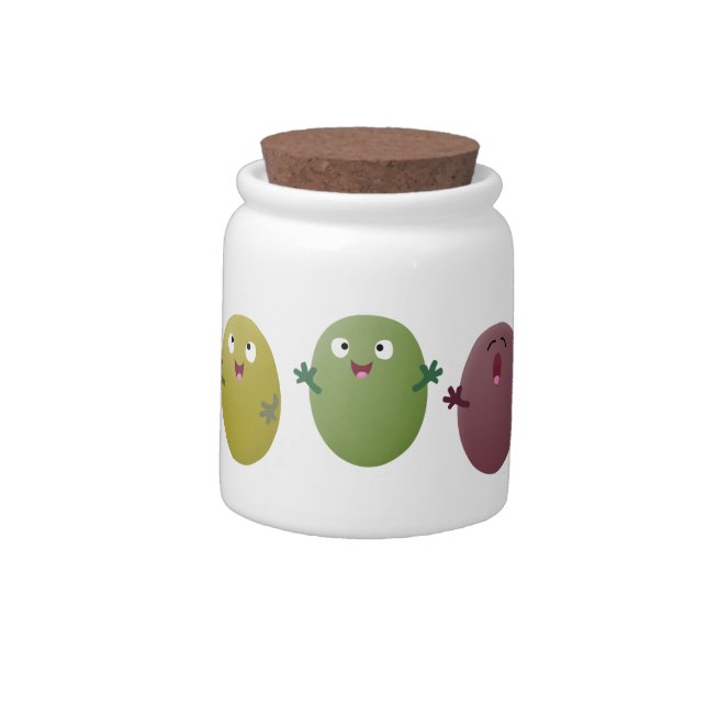 Cute happy olives singing cartoon candy jar (Left)