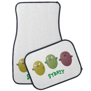 Cute happy olives singing cartoon car floor mat