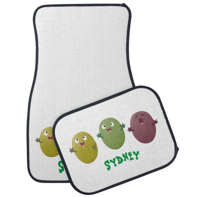 Cute happy olives singing cartoon car floor mat (Set)