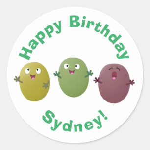 Cute happy olives singing cartoon classic round st sticker