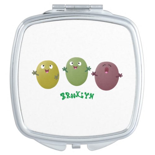 Cute happy olives singing cartoon compact mirror