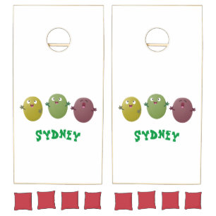 Cute happy olives singing cartoon cornhole set