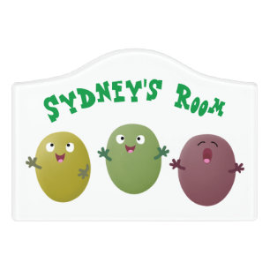 Cute happy olives singing cartoon door sign