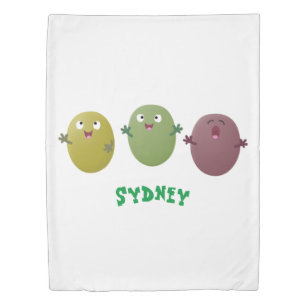 Cute happy olives singing cartoon duvet cover