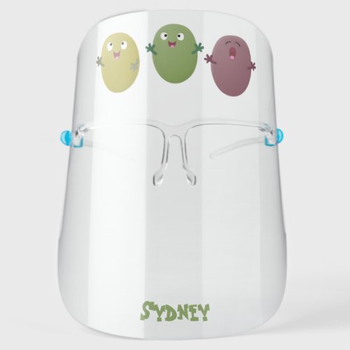 Cute happy olives singing cartoon face shield