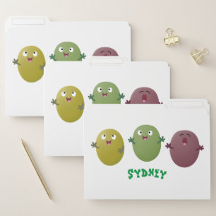 Cute happy olives singing cartoon file folder