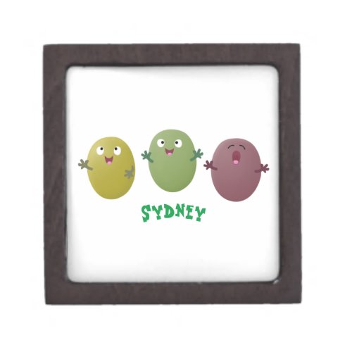 Cute happy olives singing cartoon gift box